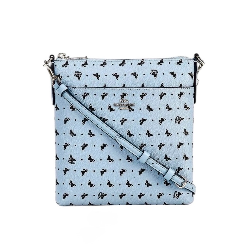Coach North South Crossbody in Butterfly Dot Print Cornflower Blue